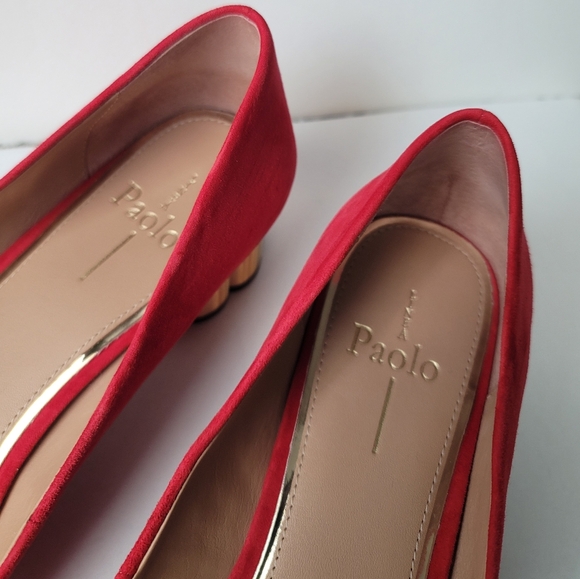 Linea Paolo Red Kid Suede Flower Heel Pump, Size 9.5 - Picture 11 of 16